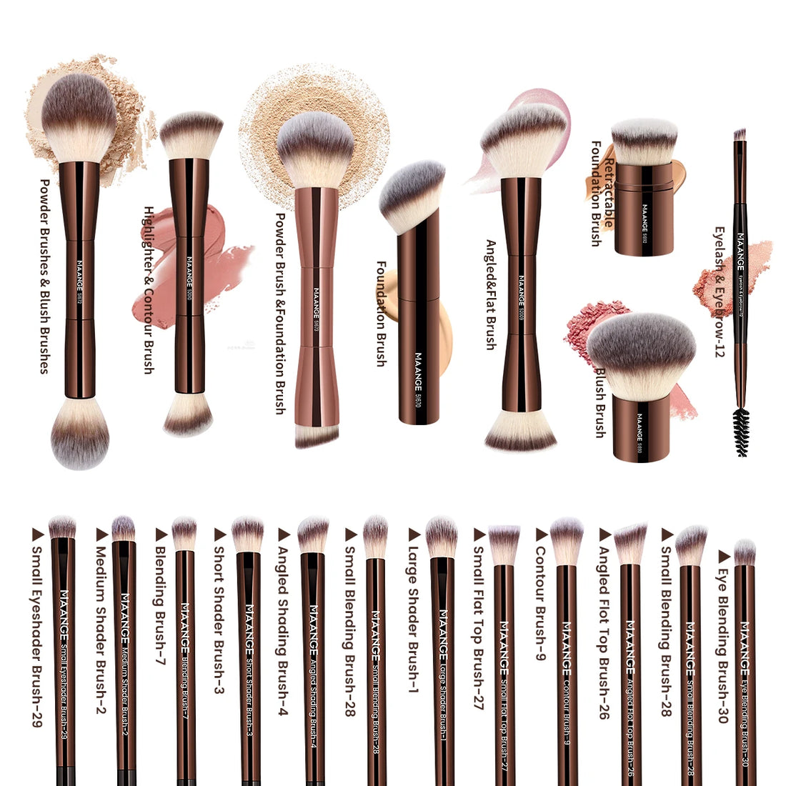 Nova Glam Essentials 20-Piece Double-Ended Brush Set – Compact Travel Makeup Kit