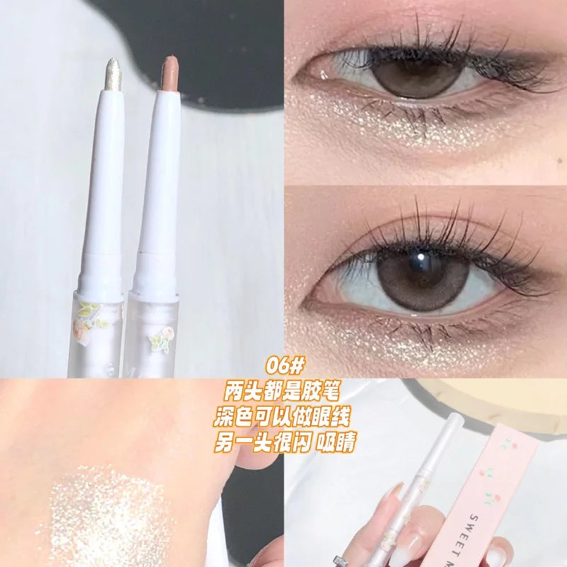 Nova Glam Essentials Double-Ended Silkworm Makeup Pen - Waterproof Nude Contour Liner & Shimmer Highlighter for Eyes, Nose & Brows