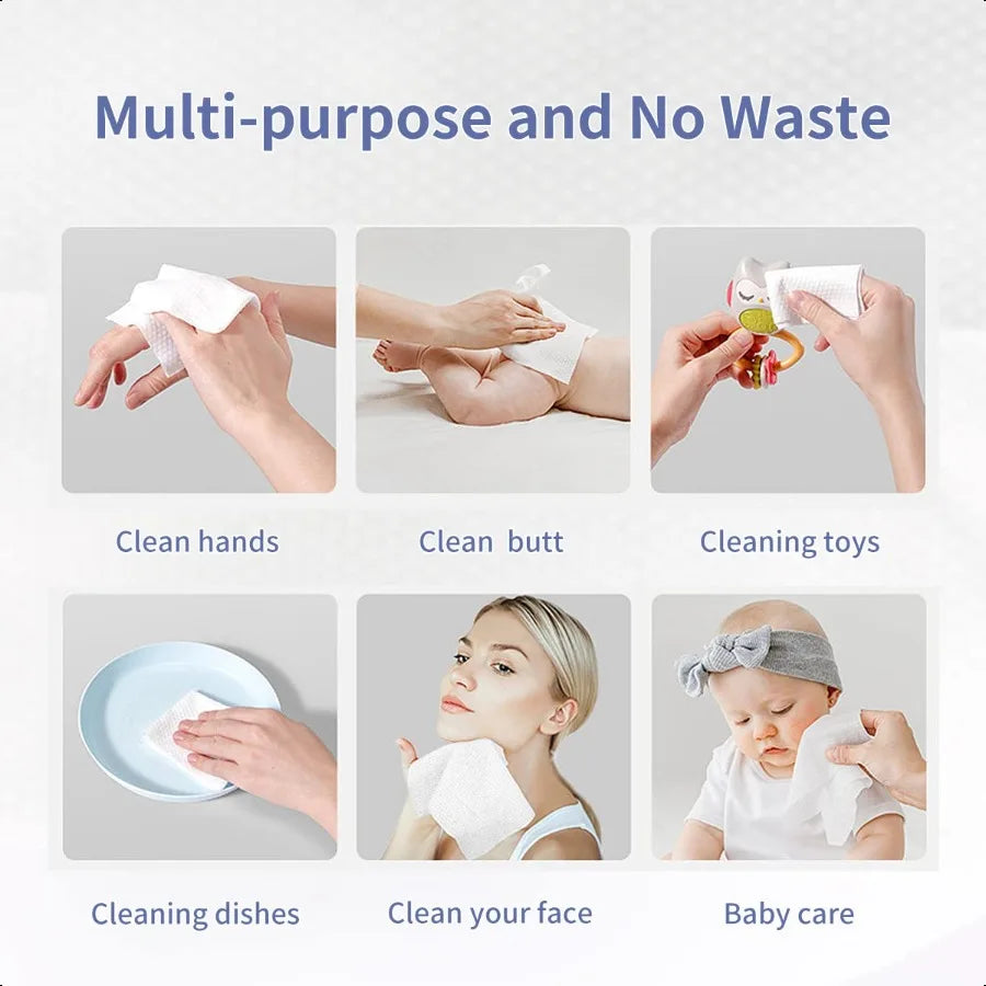 Nova Glam Essentials 100% Cotton Disposable Face Towels – Biodegradable Ultra-Soft Facial Tissues for Makeup Removal & Skincare
