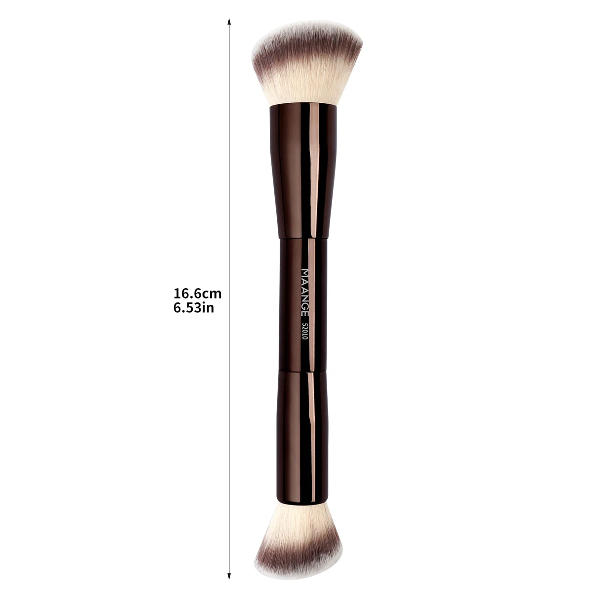 Nova Glam Essentials Dual-Ended Contour & Foundation Brush – Coffee-Colored Metal Handle Design
