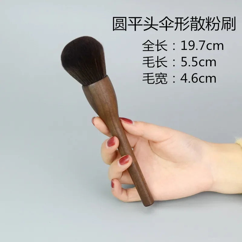 Nova Glam Essentials Big Soft Powder Brush – Walnut Wood Handle & Fluffy Synthetic Bristles