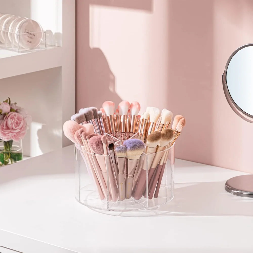 Nova Glam Essentials 360° rotating acrylic makeup organizer with 8 compartments