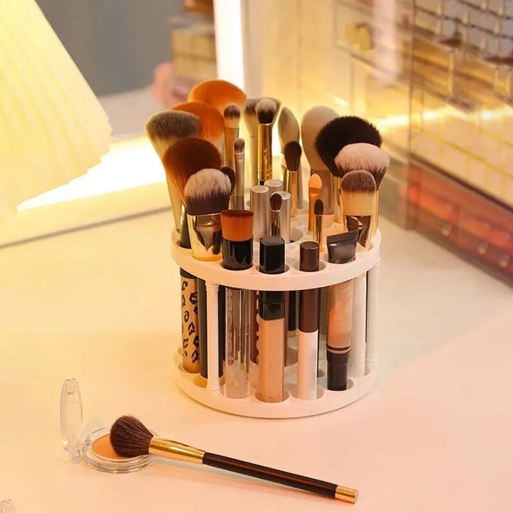 Nova Glam Essentials Rotating Makeup Brush Rack – Acrylic Tiered Storage Organizer