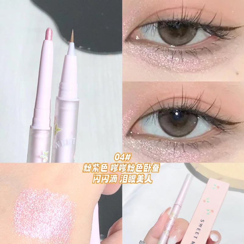 Nova Glam Essentials Double-Ended Silkworm Makeup Pen - Waterproof Nude Contour Liner & Shimmer Highlighter for Eyes, Nose & Brows