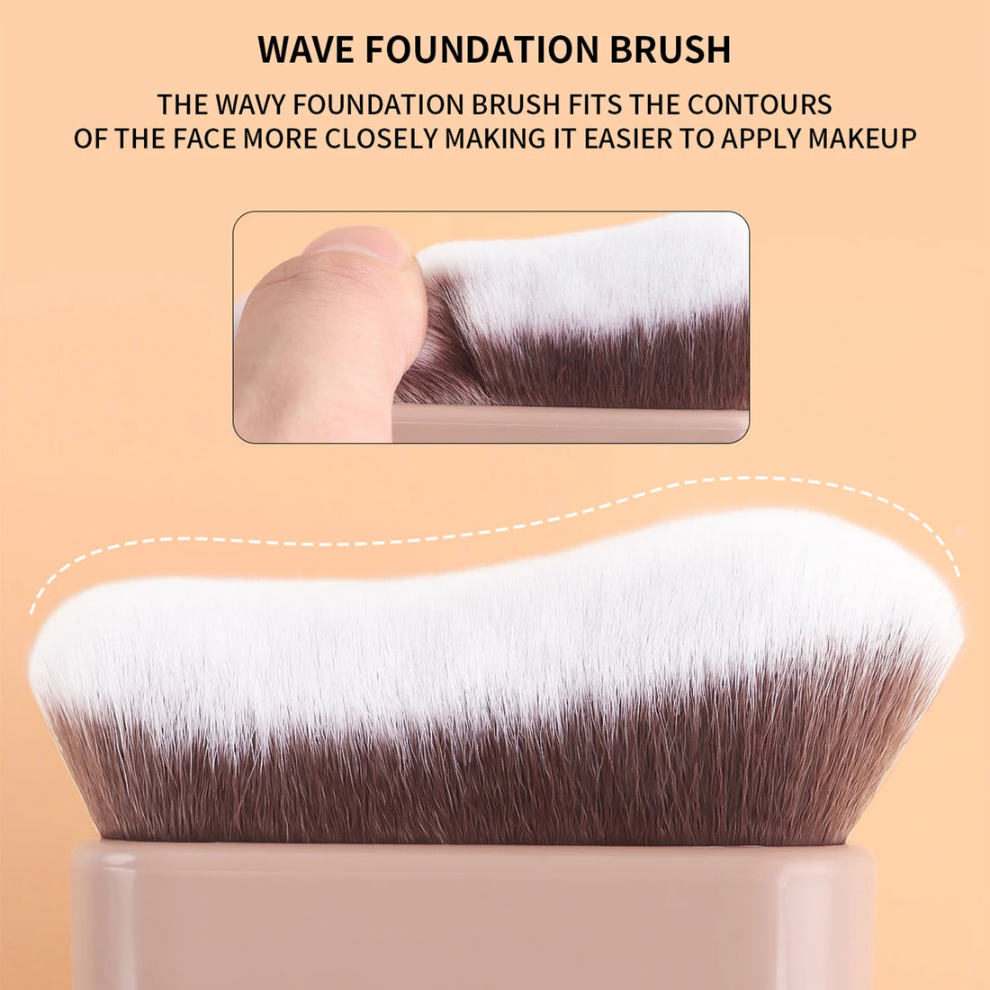 Nova Glam Essentials Wave Foundation Brush – Ergonomic Wavy Design for Streak-Free Blending