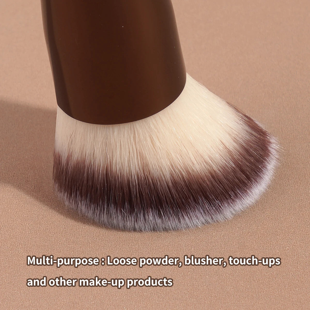 Nova Glam Essentials Dual-Ended Contour & Foundation Brush – Coffee-Colored Metal Handle Design
