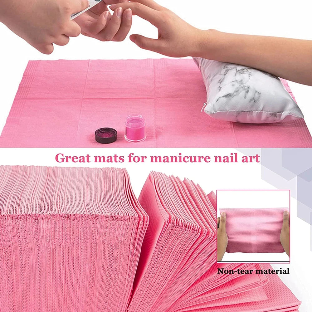 Nova Glam Essentials Disposable Nail Table Mats – 5/20-Pack Waterproof 3-Ply Manicure Paper