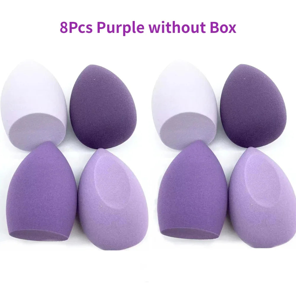 Nova Glam Essentials 8-Piece Latex Makeup Sponge Set – Purple Beauty Egg Blenders & Mini Puffs