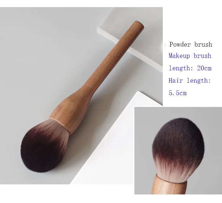 Nova Glam Essentials Retro Walnut Powder Brush – Large Soft Bristles for Powder & Blush