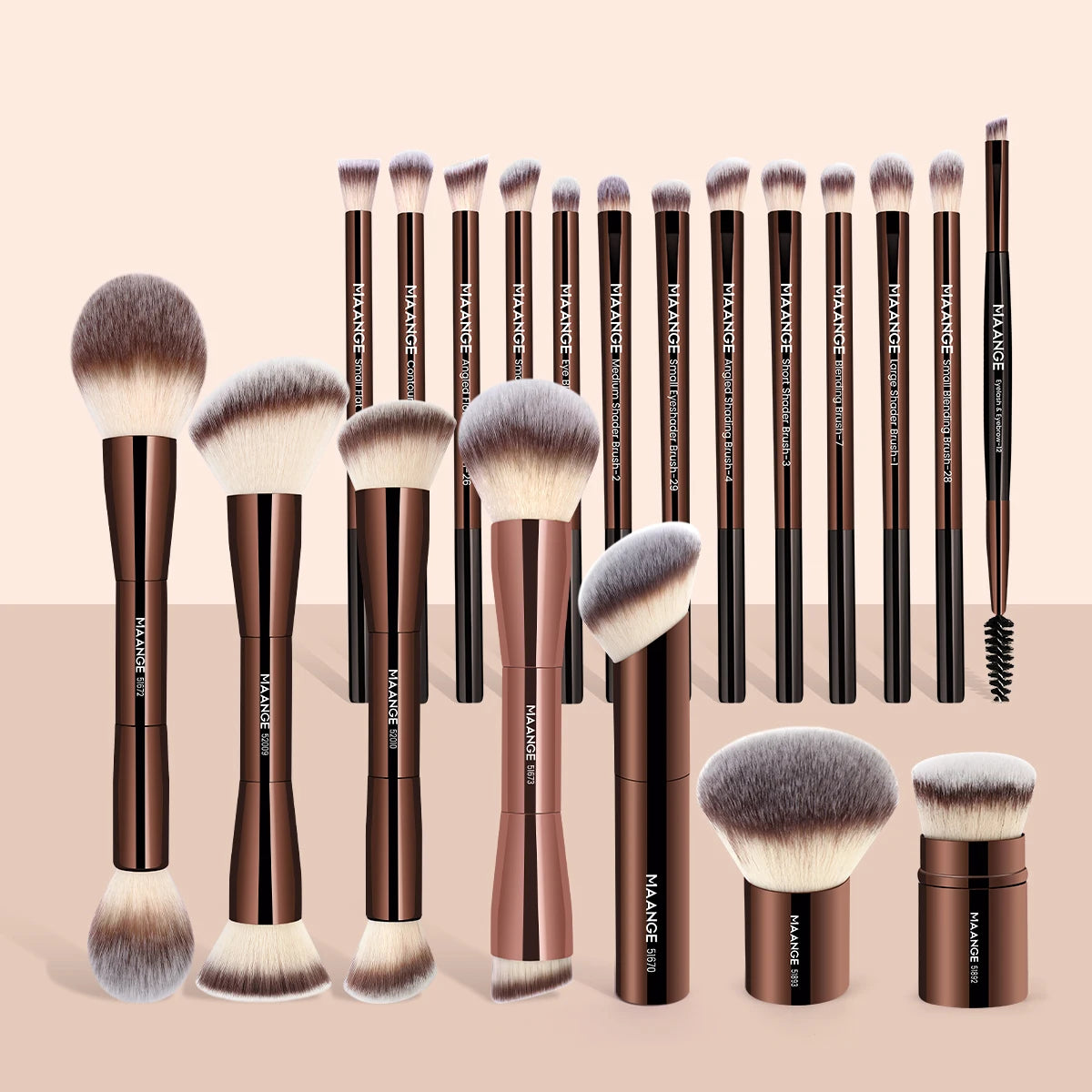 Nova Glam Essentials 20-Piece Double-Ended Brush Set – Compact Travel Makeup Kit