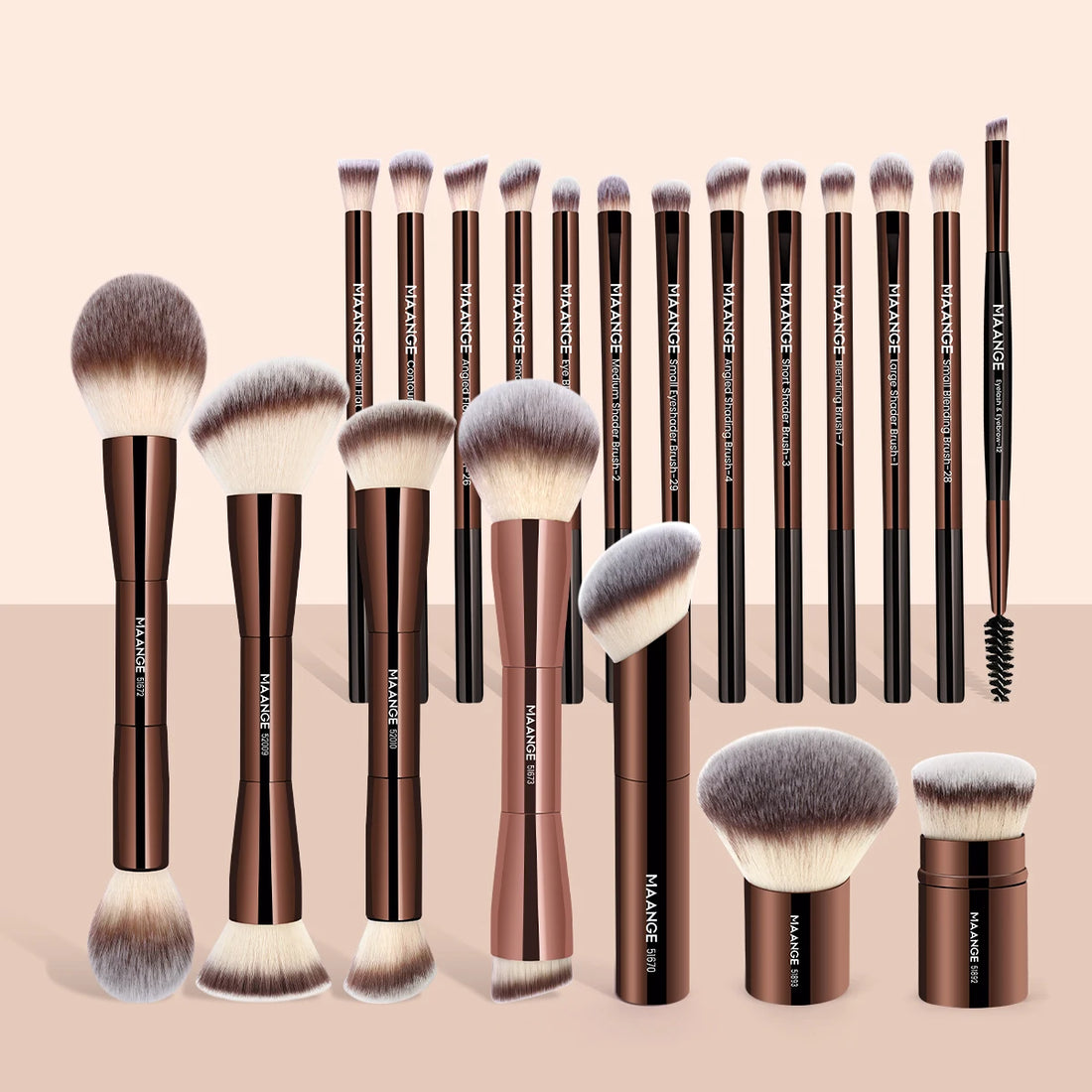 Nova Glam Essentials 20-Piece Double-Ended Brush Set – Compact Travel Makeup Kit
