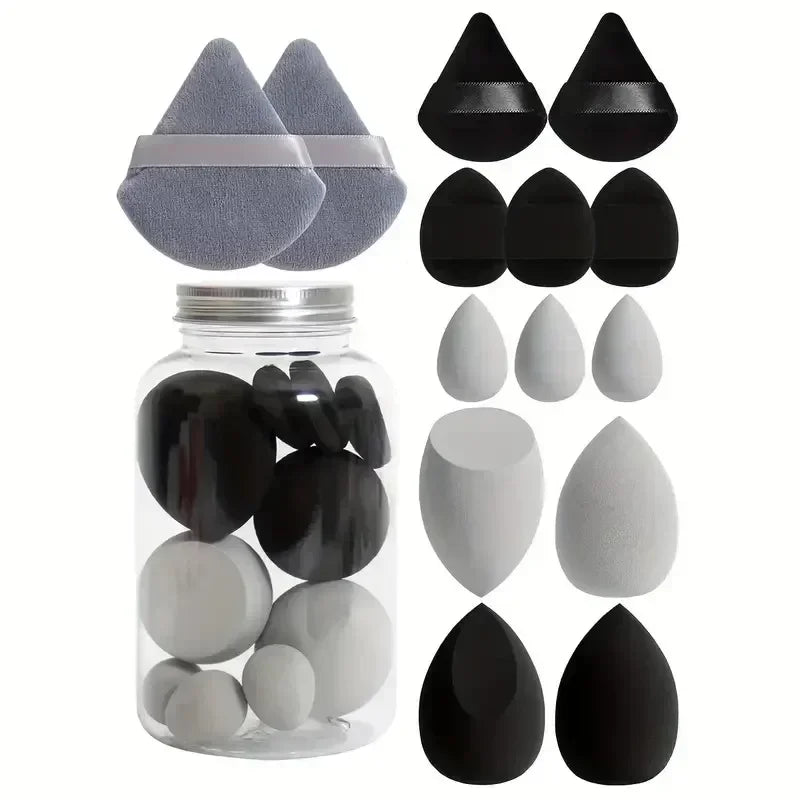 Nova Glam Essentials 14-Piece Makeup Sponge Set – Beauty Egg Blenders & Mini Finger Puffs