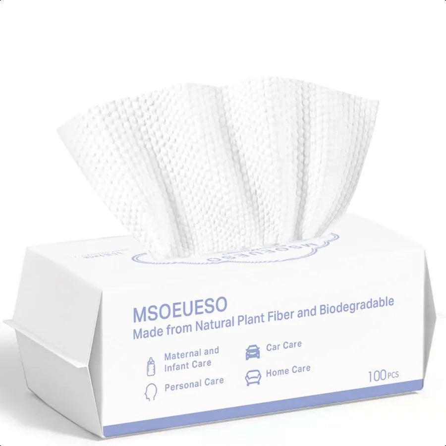 Nova Glam Essentials 100% Cotton Disposable Face Towels – Biodegradable Ultra-Soft Facial Tissues for Makeup Removal & Skincare