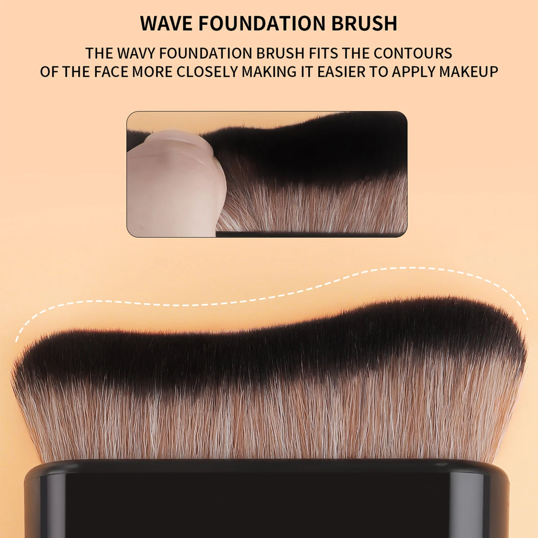 Nova Glam Essentials Wave Foundation Brush – Ergonomic Wavy Design for Streak-Free Blending