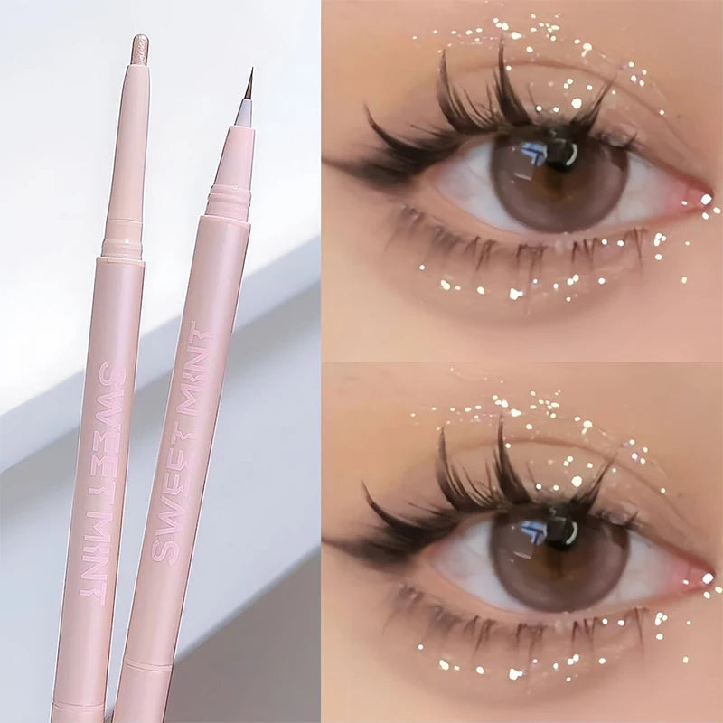 Nova Glam Essentials Double-Ended Silkworm Makeup Pen - Waterproof Nude Contour Liner & Shimmer Highlighter for Eyes, Nose & Brows