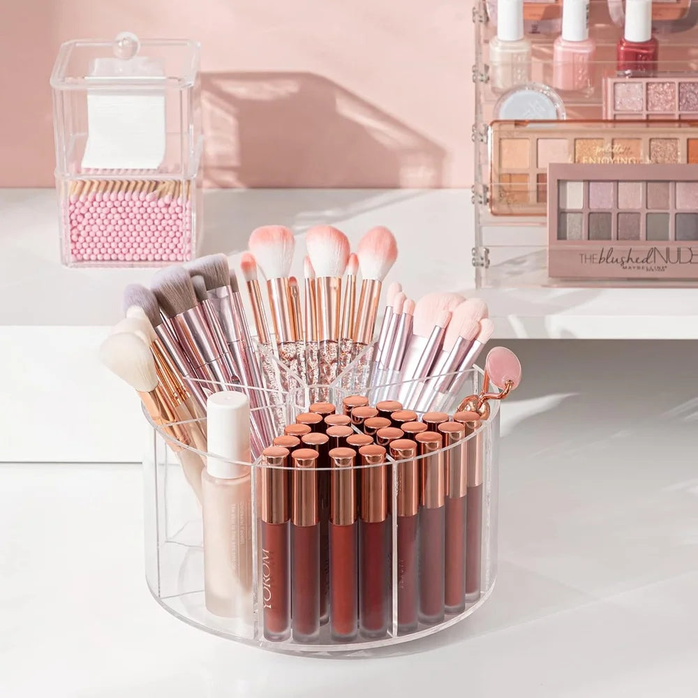 Nova Glam Essentials 360° rotating acrylic makeup organizer with 8 compartments