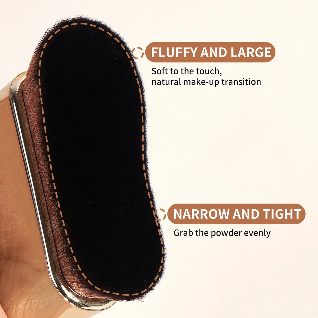 Nova Glam Essentials Pro Kabuki Brush – Gold/Rose Gold Contour & Self-Tanner Applicator