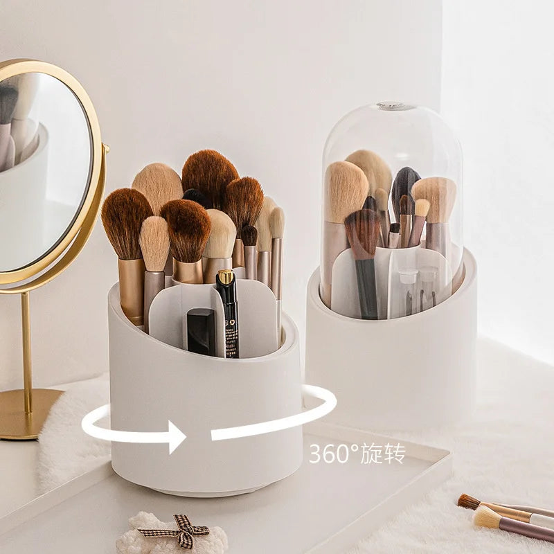 Nova Glam Essentials 360° Rotating Makeup Organizer – 7-Grid Desktop Storage for Brushes, Lipstick, Eyebrow Pens & Eyeshadow