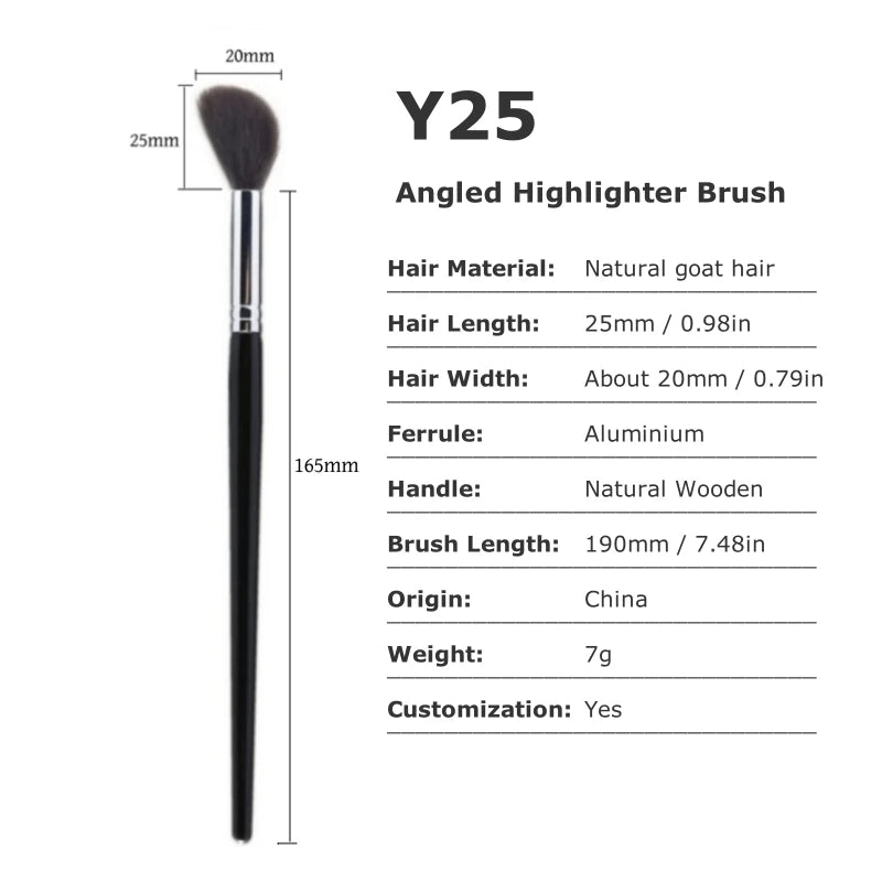 Nova Glam Essentials Angled Highlighter Brush – Goat Hair & Synthetic Bristles for Targeted Glow