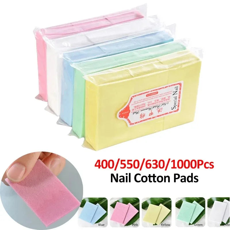 Nova Glam Essentials Bulk Nail Cotton Pads – 400/550/630/1000-Pack Colorful Manicure Wipes for Gel Polish Removal & Nail Cleaning