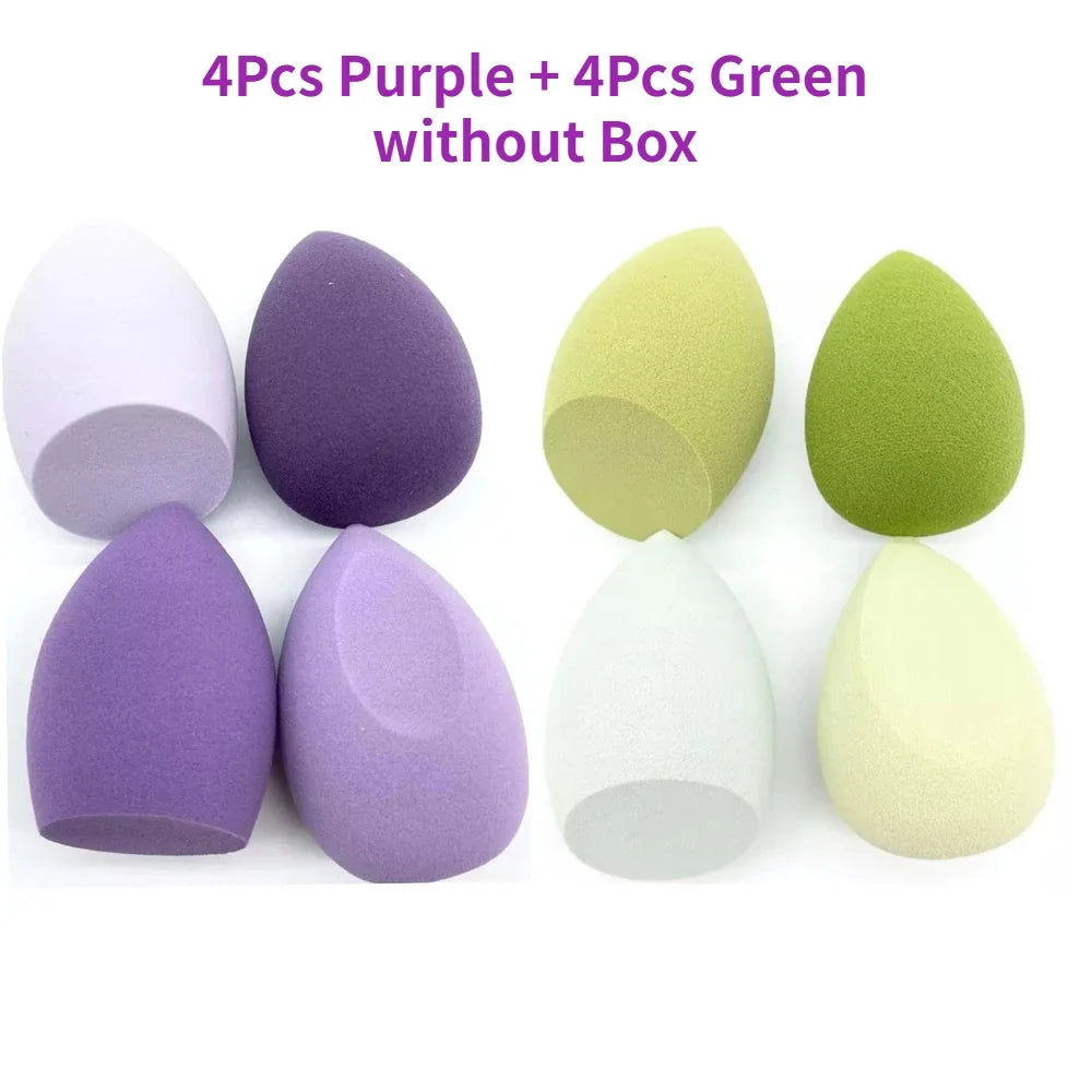 Nova Glam Essentials 8-Piece Latex Makeup Sponge Set – Purple Beauty Egg Blenders & Mini Puffs