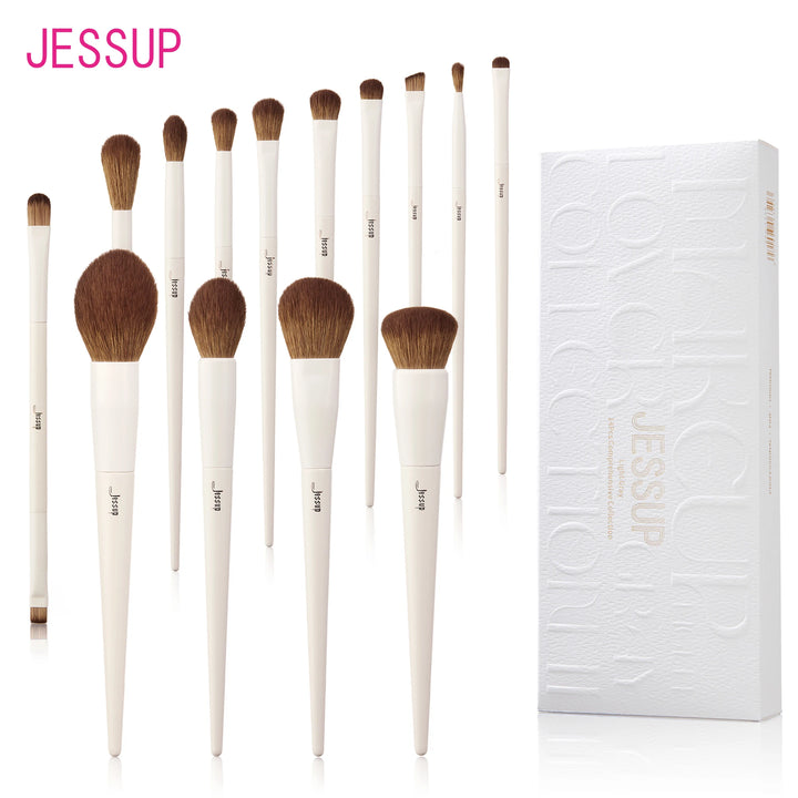 Nova Glam Essentials 14-Piece Professional Makeup Brush Set - Vegan Synthetic Contour, Foundation & Eyeshadow Kit with Gift Box