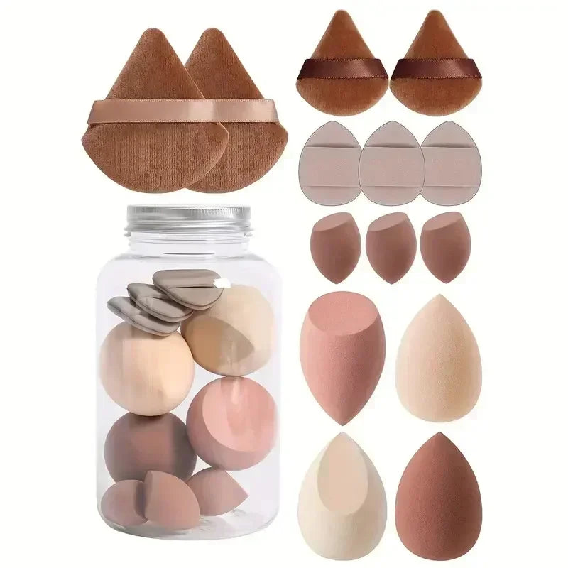 Nova Glam Essentials 14-Piece Makeup Sponge Set – Beauty Egg Blenders & Mini Finger Puffs
