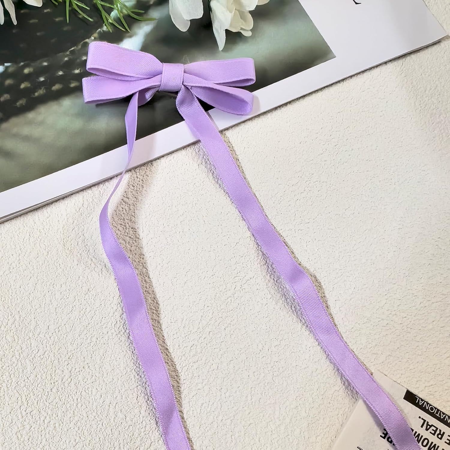 Nova Glam Essentials 8-Piece Double Hair Bows - Long Tassel Ribbon Hair Clips for Women & Girls (Y2K Kawaii Hair Accessories, 4 Colors)