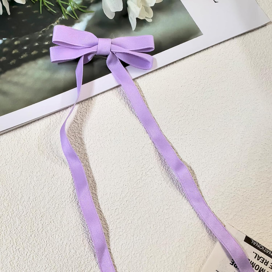 Nova Glam Essentials 8-Piece Double Hair Bows - Long Tassel Ribbon Hair Clips for Women & Girls (Y2K Kawaii Hair Accessories, 4 Colors)