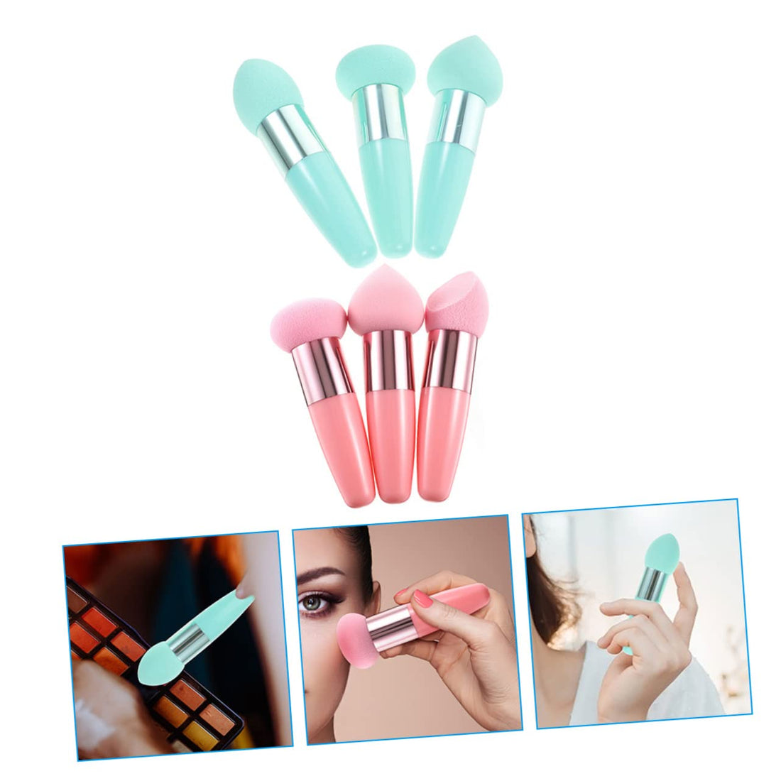 Nova Glam Essentials 6-Piece Makeup Sponge Pen Set - Ergonomic Beauty Puffs for Foundation, Concealer & Powder (Pink)
