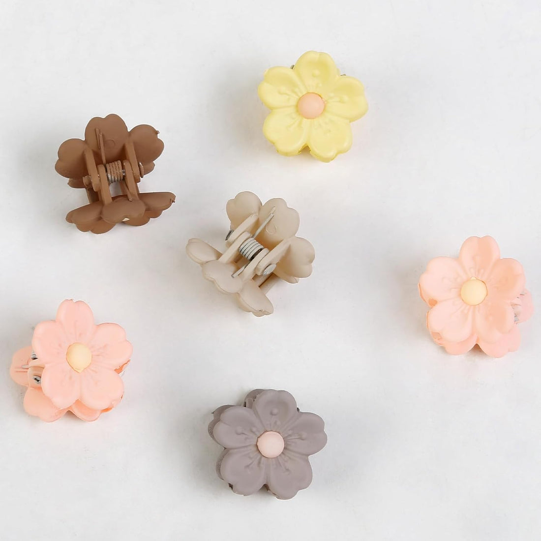 Nova Glam Essentials 20-Piece Mini Daisy Hair Clips - Matte Jaw Claw Clips for Fine Hair, Women's Tiny Flower Hair Accessories (Neutral Colors)