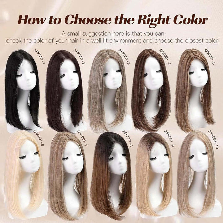 Clip in Hair Pieces for Women Hair Toppers for Women Real Human Hair Hair Toppers Bangs Hair Clip Thinning Hair(18Inch)