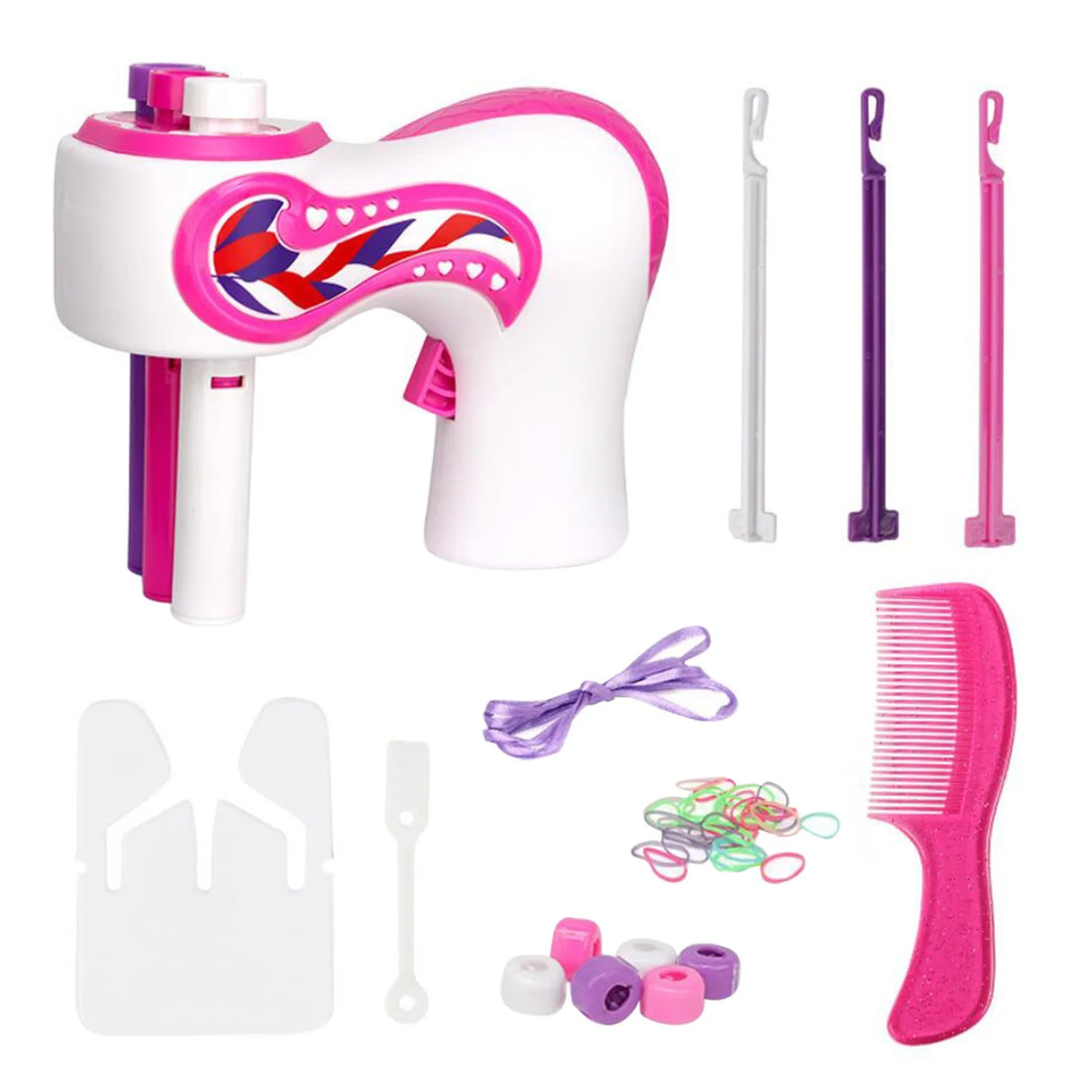 Nova Glam Essentials Automatic Hair Braiding Tool - Electric Hair Twister Machine with Accessories for Quick & Easy Braids (Battery Powered)