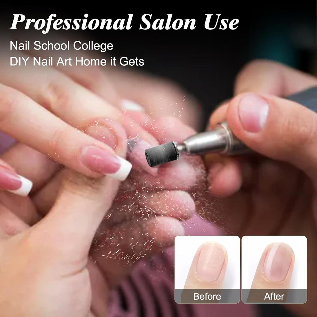 Nova Glam Essentials 300-Piece Nail Drill Sanding Bands Set - 150/180/240 Grit with 7 Drill Bits for Professional Manicures & Pedicures