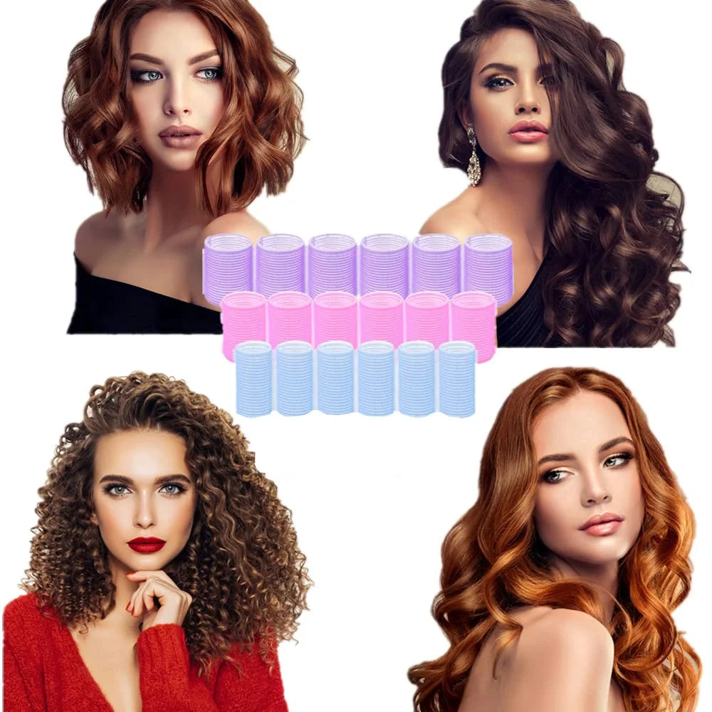Nova Glam Essentials 30-Piece Self-Grip Hair Roller Set - Heatless Curling System for Long, Medium & Short Hair (3 Sizes)