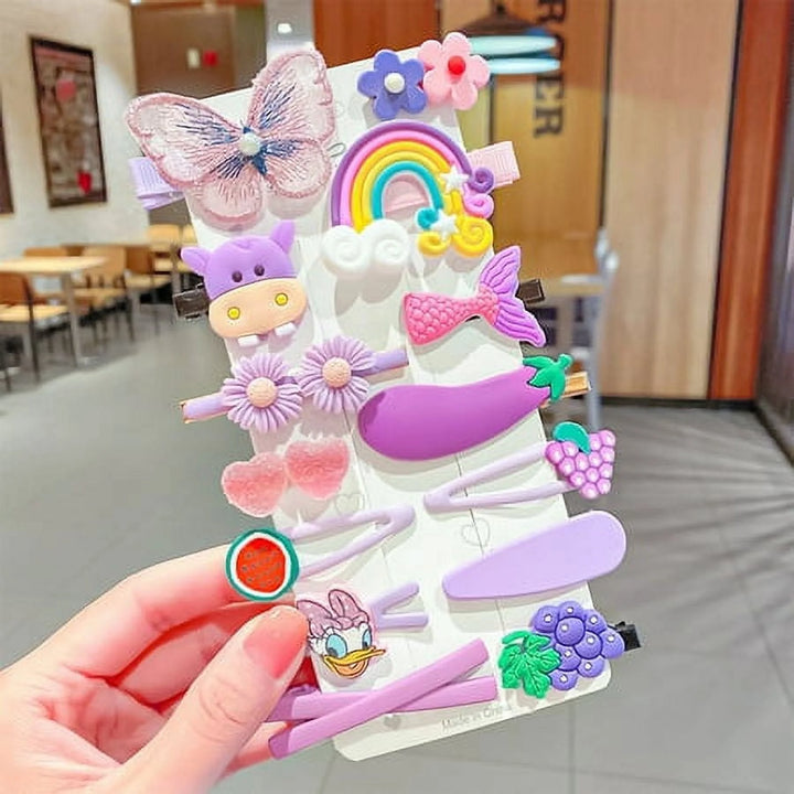 Nova Glam Essentials 42-Piece Baby Hair Clips Set - Resin Barrettes with Animals, Flowers & Rainbows for Girls (Gentle-Grip Design)