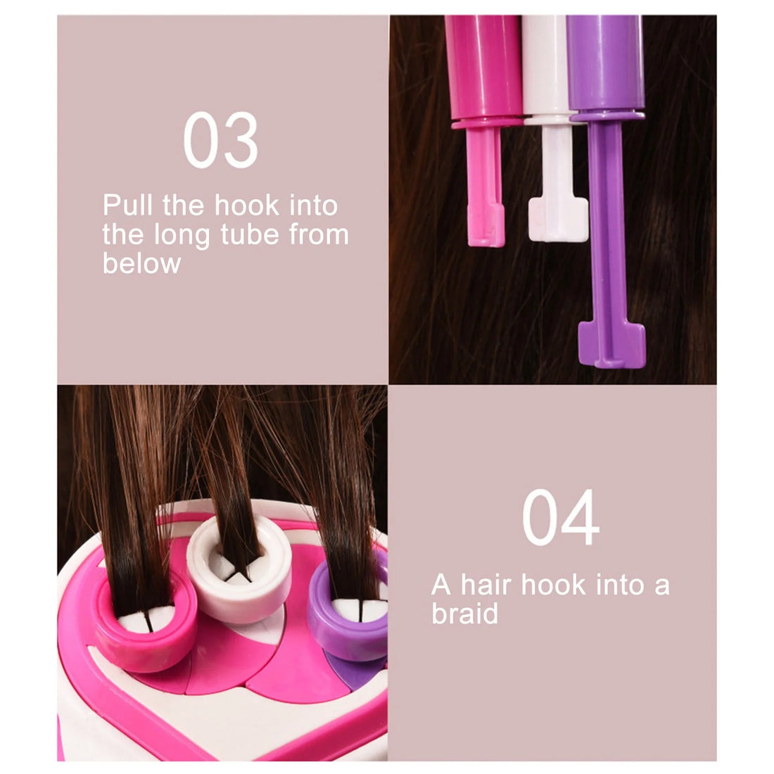 Nova Glam Essentials Automatic Hair Braiding Tool - Electric Hair Twister Machine with Accessories for Quick & Easy Braids (Battery Powered)