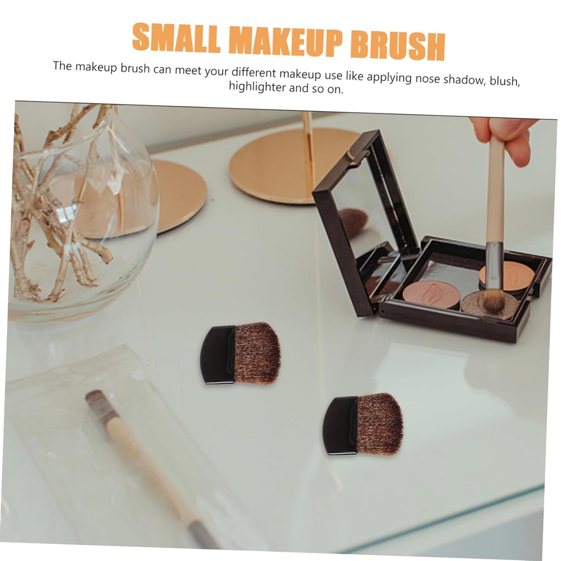 Nova Glam Essentials 4-Piece Mini Blush & Highlighter Set - Half-Moon Precision Brushes for Nose Contour, Blush & Powder (Travel Size)