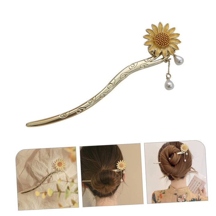Nova Glam Essentials Floral Tassel Hair Stick - Decorative Japanese Hair Chopstick for Buns & Updos (Silver Alloy, 6.09")
