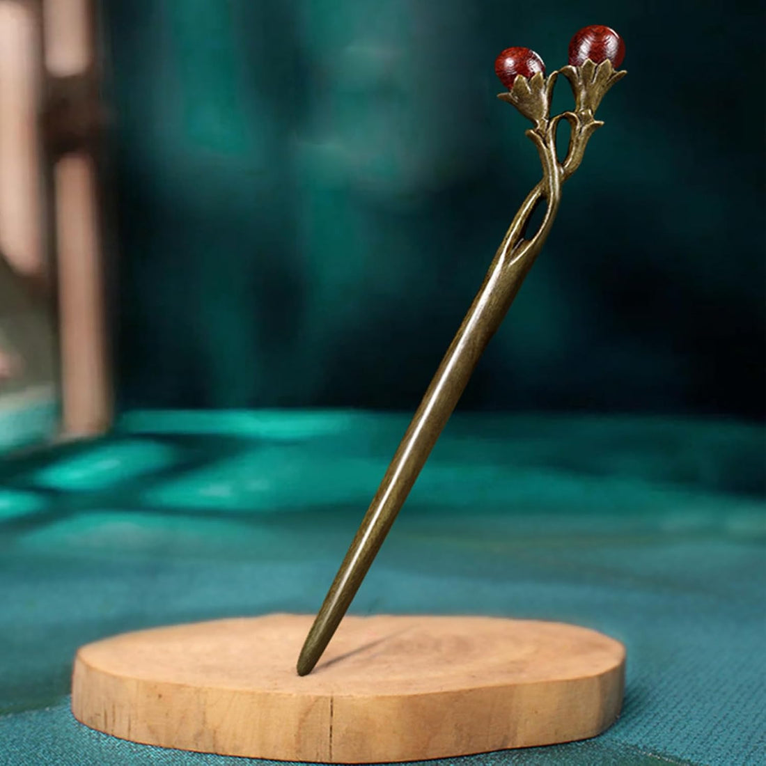 Nova Glam Essentials Handmade Carved Sandalwood Hair Stick - 7.08" Wooden Hair Pin for Long Hair Buns & Updos (Gift Box Included)