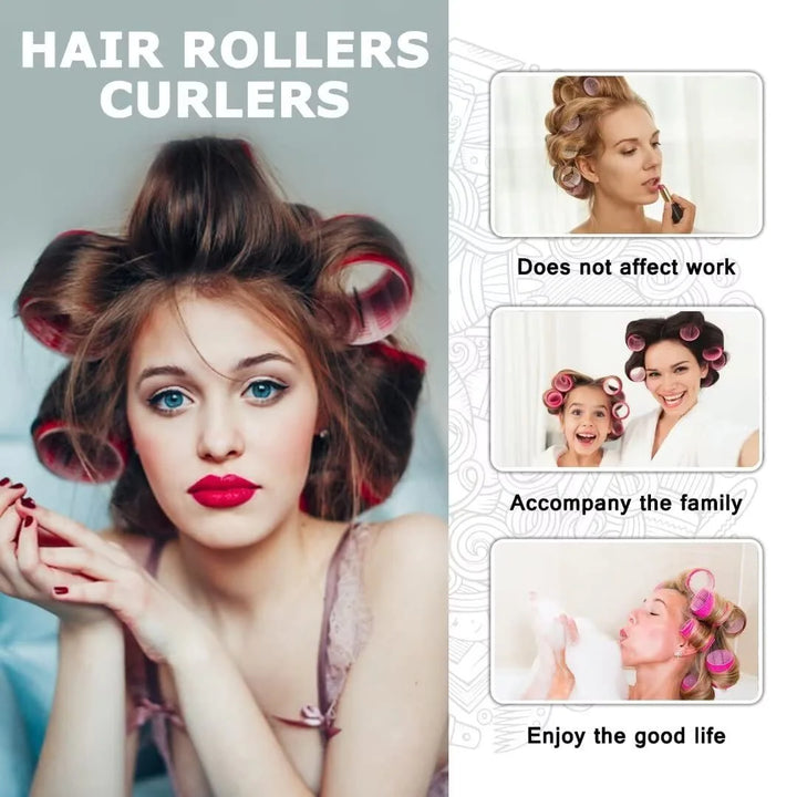 Nova Glam Essentials 30-Piece Self-Grip Hair Roller Set - Heatless Curling System for Long, Medium & Short Hair (3 Sizes)