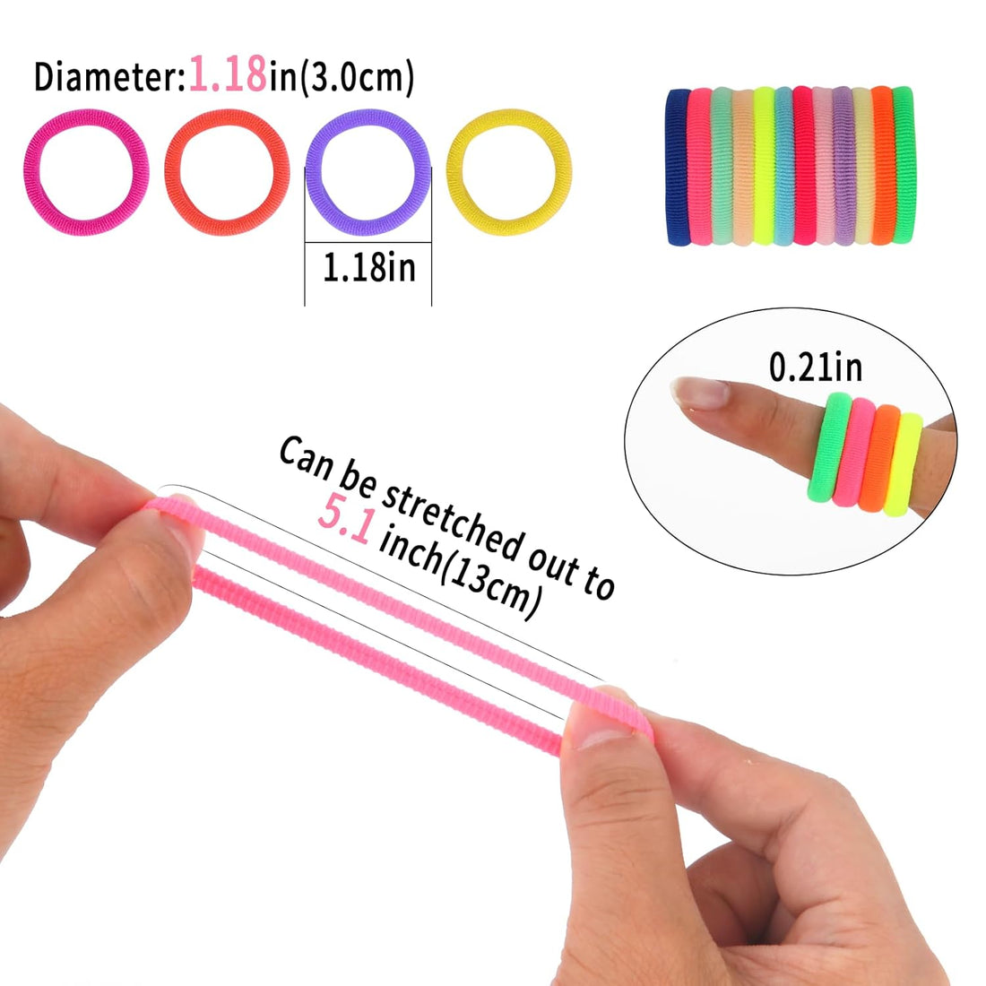 Nova Glam Essentials 100-Piece Seamless Hair Ties - Cotton Elastic Ponytail Holders for Women & Girls 