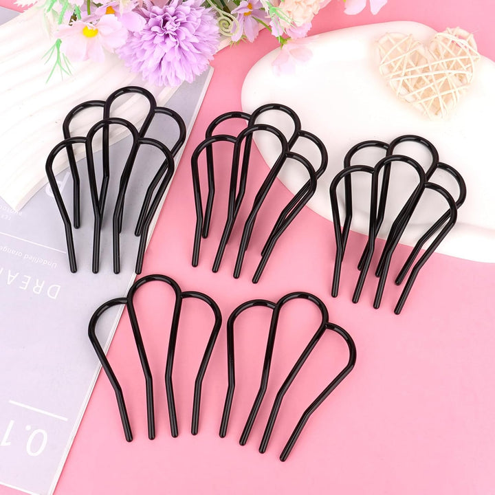 Nova Glam Essentials 8-Piece French Hair Side Combs - Vintage Wave Design Hair Forks for Updos, French Twists & Buns (All Hair Types)